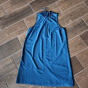 Athleta Womens teal/blue Initiative Zipper Mock Neck Sleeveless Sun Dress Sz M
